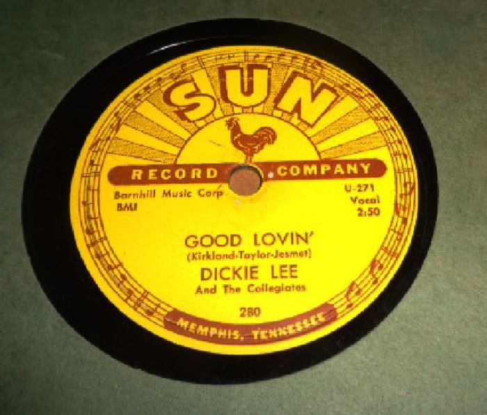 Vintage 78 Record Sun Label- Dixie Lee and the Collegiates "Good Lovin'"