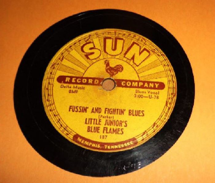 Vintage 78 Record Sun Label- Little Junior's Blue Flames "Fussin' and Fightin' Blues"