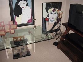 Living Room  Patrick Nagel Pictures & Posters, Glass Coffee table 