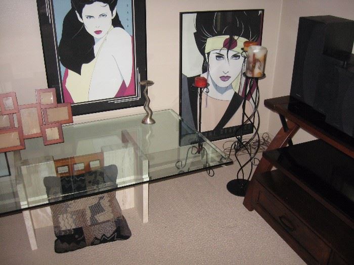 Living Room  Patrick Nagel Pictures & Posters, Glass Coffee table 