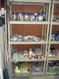 Downstairs Garage   Screws & Nails, Shelf units, Wire 