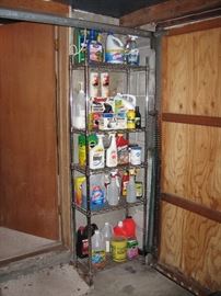 Downstairs Garage   Chemicals, Chrome shelf unit