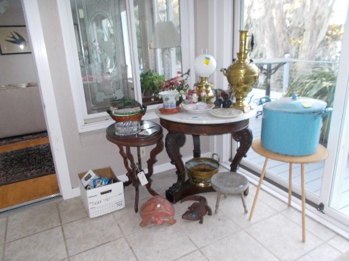 Marble top table sold. Brass sold. 