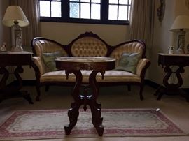 Victorian style sofa with 3 Italian Marble tables