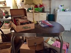 Vintage table and records