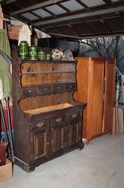1970's Bennington Pine Hutch w/ solid copper tray (wet bar) / 2 each -1950's cedar lined wardrobe closets      