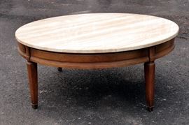 1960's modern solid marble top / hardwood coffee table