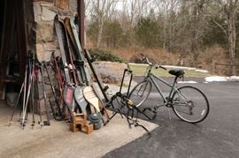 more ski's / poles / weights / racks / racquets / 3 bicycles 