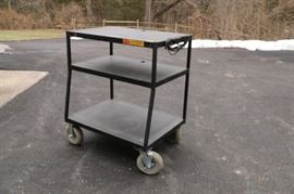 rolling metal audio visual cart w/ multiple outlet electrical extension cord built on