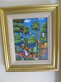 1970's Haitian Oil Painting signed