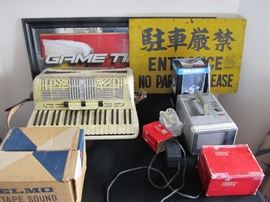 Accordion Mother of Pearl 1960's Japanese Restaurant Parking lot sign  