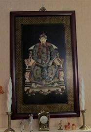 High relief Chinese Faux Jade  framed art 1960's