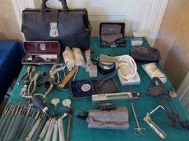 Vtg medical items including doctor's bag