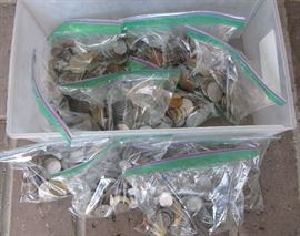12 pounds of foreign coins, will be sold in one pound bags
