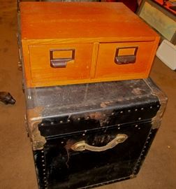 antique Globe Wernicke two drawer card file solid oak