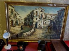 very large oil painting signed damage