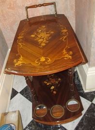 vtg French inlaid tea cart