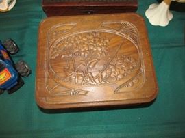 Hand carved wood dresser box