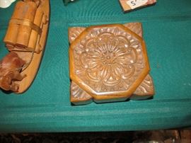 Hand carved wood dresser box
