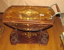 vtg French inlaid tea cart