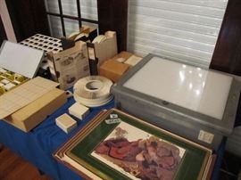 some of the many slides and two vtg light boxes