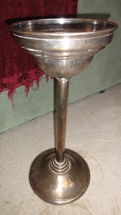 Tall silver-soldered stand, 22" high, base 11" round, top piece 9"