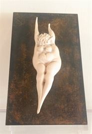Richard Boyce.  1920-1976  "Woman".  Bone Mounted to Plaque.  5"h.