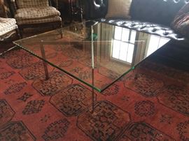 Mid Century Knoll "Barcelona"  Cocktail Table with Initial Signature on Frame