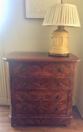 Antique Matched Burl Chest of Drawers