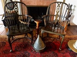 Pair of 18th C. Style English Windsor Chairs and Tagine