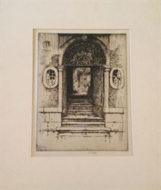 Ernest D. Roth.  1879-1964.  "Venetian Doorway"  Etching.  10x11.