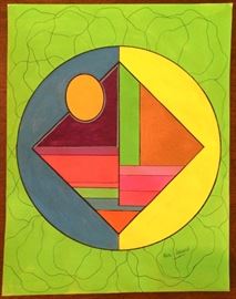 Phil Leanse.  1898-1993.  Abstract.  Mixed Media.  11x14.