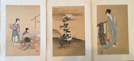 Settie Hasegawa.  Iccho Hanauso.  Toyohiro Utagawa. Wood Block Prints.  11x15.