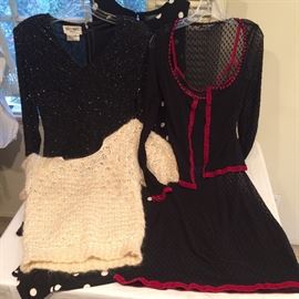 Betsy Johnson Dress and Jacket, Glitter Top, and Hand Crocheted Angora Sweater