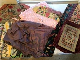 Vintage Silk Shawl with Cut Steel Decoration and Fringe, and Other Unusual Pieces of Hand Work