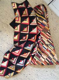 (2) Beautiful and Unusual Velvet and Satin Handmade Quilts