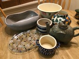 Russell Wright Bowl, Franciscan Desert Rose Bowl, Fused Glass Dish, Elephant Teapot