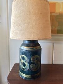 Table Lamp with Old Tin Tea Caddy Base