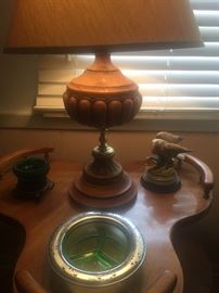 Very cool 1950's pair of Wooden 3 way lamps