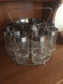 Vintage 1950's bar set with ice bucket