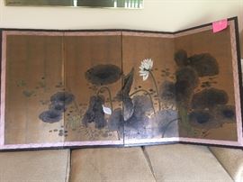 Hand painted Japanese screen 1950's