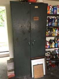 Tall metal storage cabinet