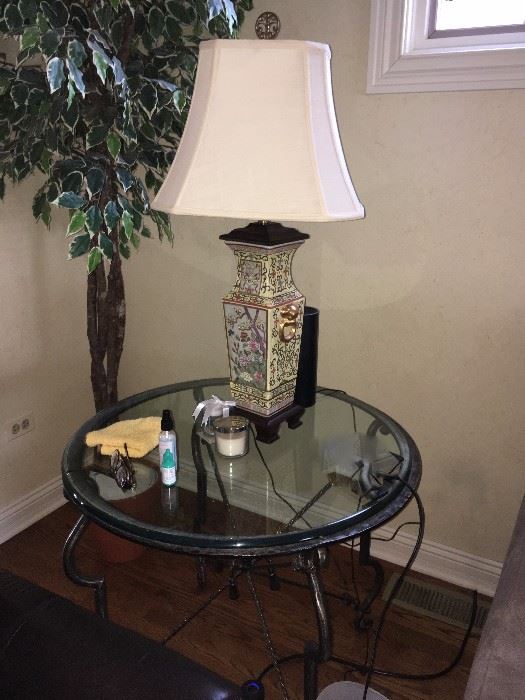 glass end table & lamp