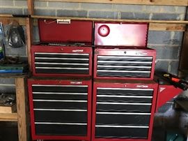 Two Craftsman tool chests - 9 drawers, large rolling wheels