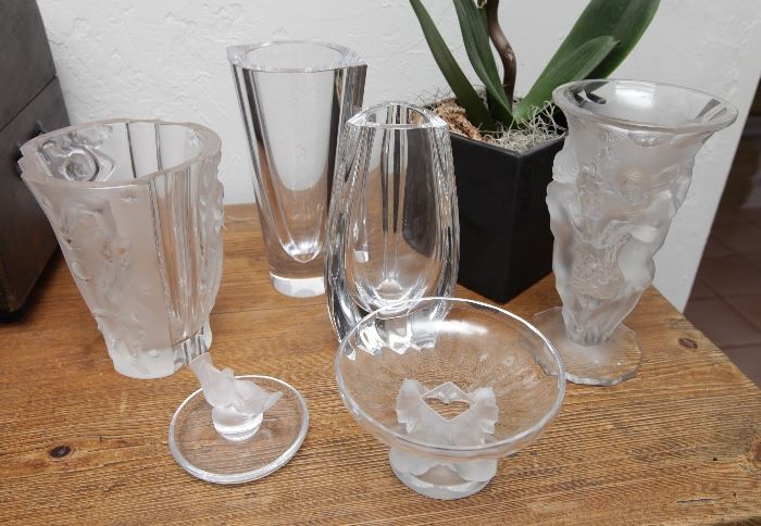 The two Lalique pieces are sold (two shown in front)