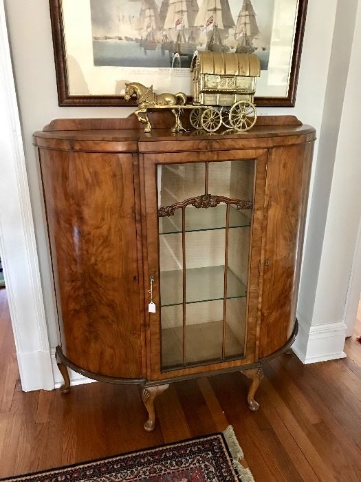 Gorgeous bow front antique display case 