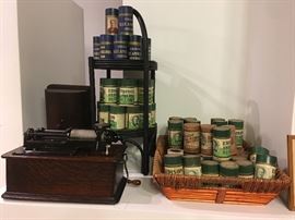Antique Thomas Edison Wax cylinder phonograph and cylinders.