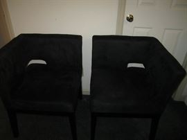 PAIR OF BLACK SUEDE CHAIRS