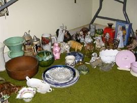 Animal Figurines, Wood Bowl, Vases