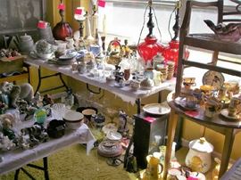 Table, Chair, Wall Cabinet, China, Lamps, Cookie Jar